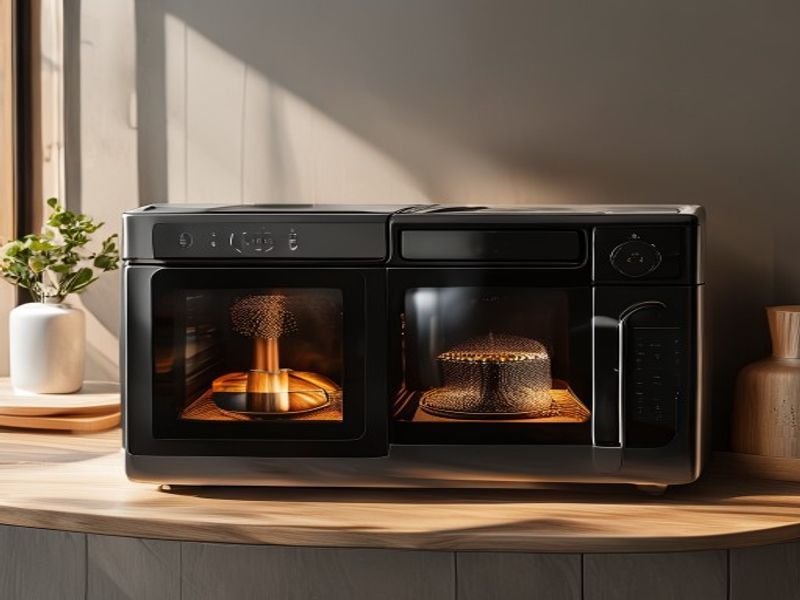 Clean lifestyle product shot of 2026 Smart Combi-Steam Ovens: AI-Guided Precision for Faster, Healthier Meals in Half the Counter Space, natural lighting, minimal background, professional review style photography