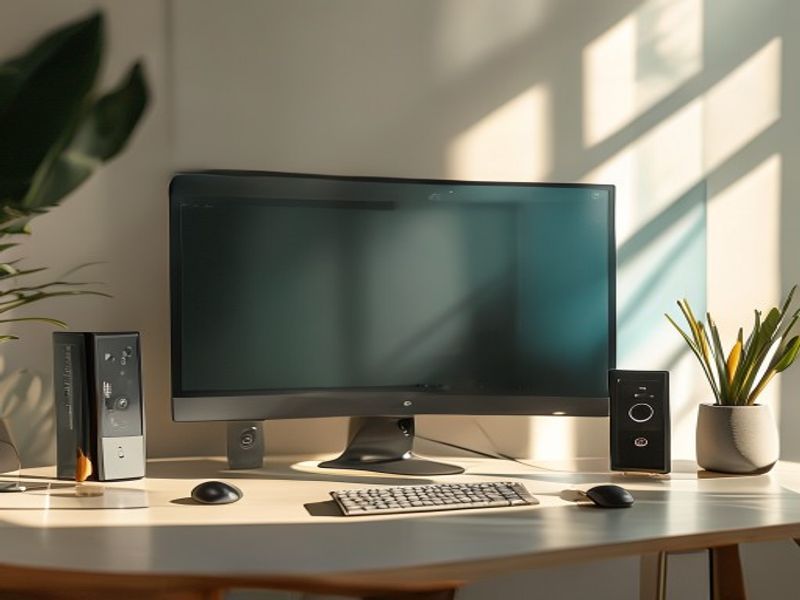 Clean lifestyle product shot of Budget Monitors That Sound Expensive, natural lighting, minimal background, professional review style photography