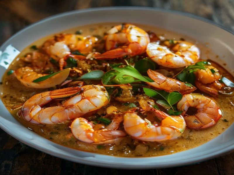 Finished Busy Weeknights American Shrimp Curry beautifully plated, professional food photography, natural lighting