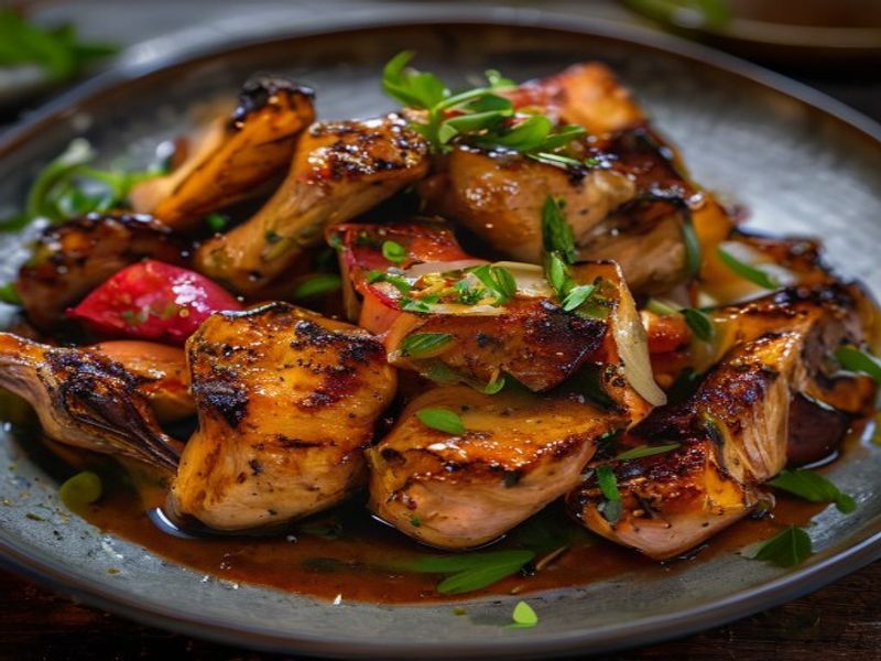 Finished Busy Weeknights Asian Chicken Roast beautifully plated, professional food photography, natural lighting
