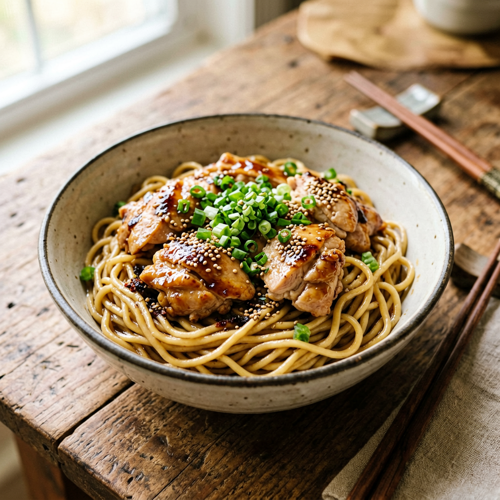 10-Minute Miso-Glazed Chicken Noodle Bowl for a Zesty Lunch