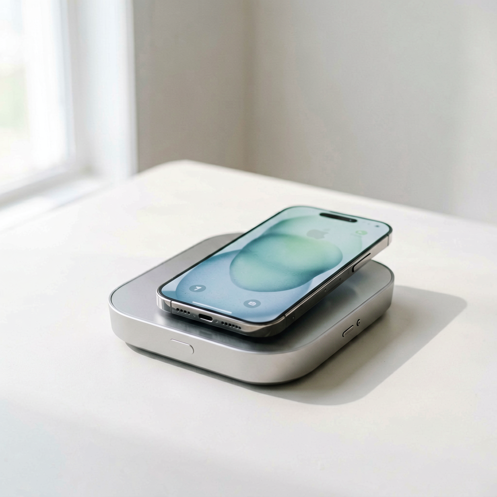 Clean lifestyle product shot of 2026's Best Magnetic Wireless Chargers: Top 5 for Ultra-Fast iPhone, natural lighting, minimal background, professional review style photography