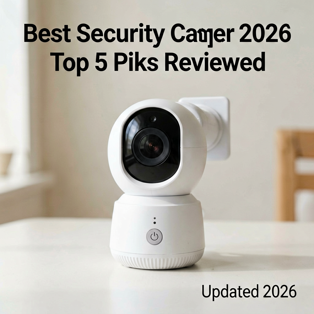 Clean lifestyle product shot of Best Security Cameras of 2026: Top 5 Picks Reviewed (Updated 2026), natural lighting, minimal background, professional review style photography