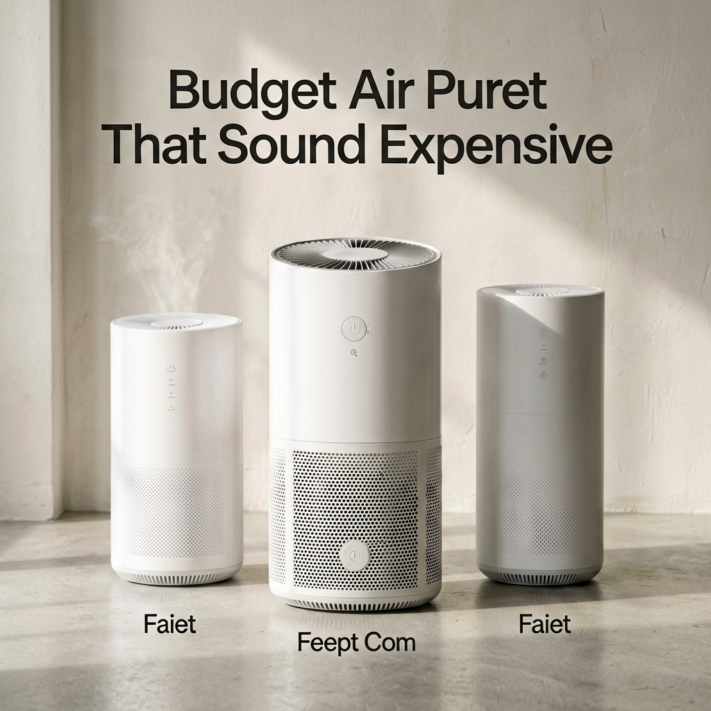 Clean lifestyle product shot of Budget Air Purifiers That Sound Expensive, natural lighting, minimal background, professional review style photography