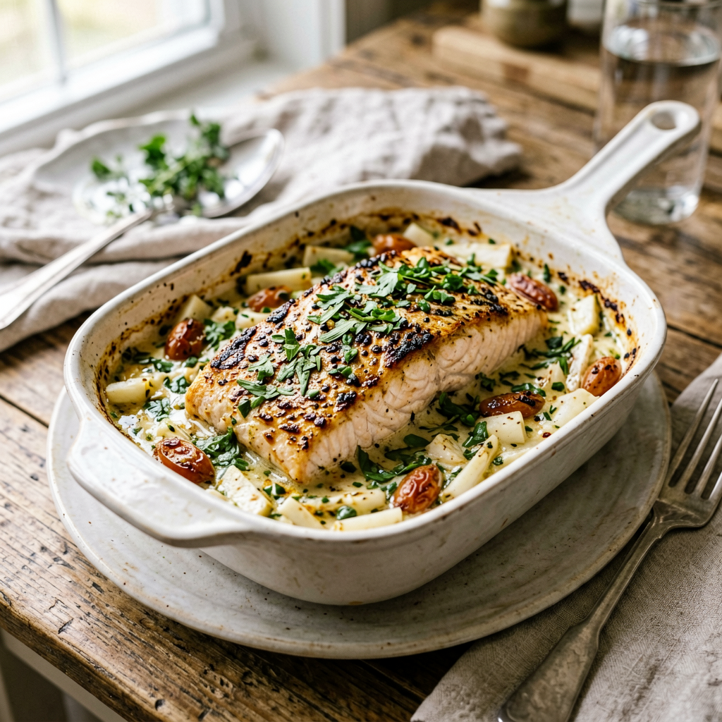 Slow Cooker Salmon Skillet with Spicy