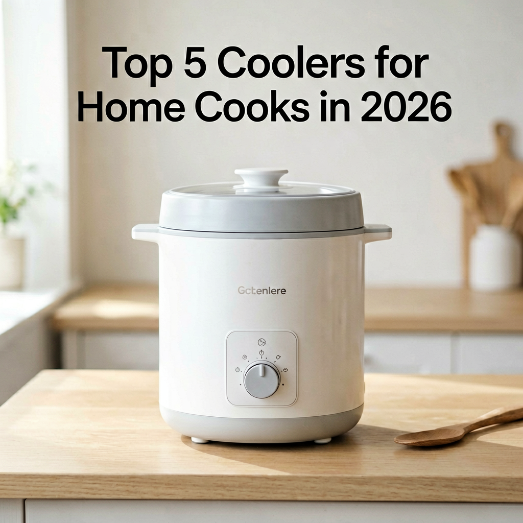 Clean lifestyle product shot of Top 5 Coolers for Home Cooks in 2026, natural lighting, minimal background, professional review style photography