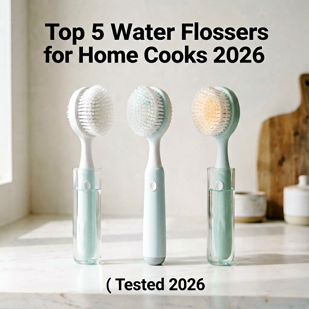 Clean lifestyle product shot of Top 5 Water Flossers for Home Cooks in 2026 (Tested 2026), natural lighting, minimal background, professional review style photography