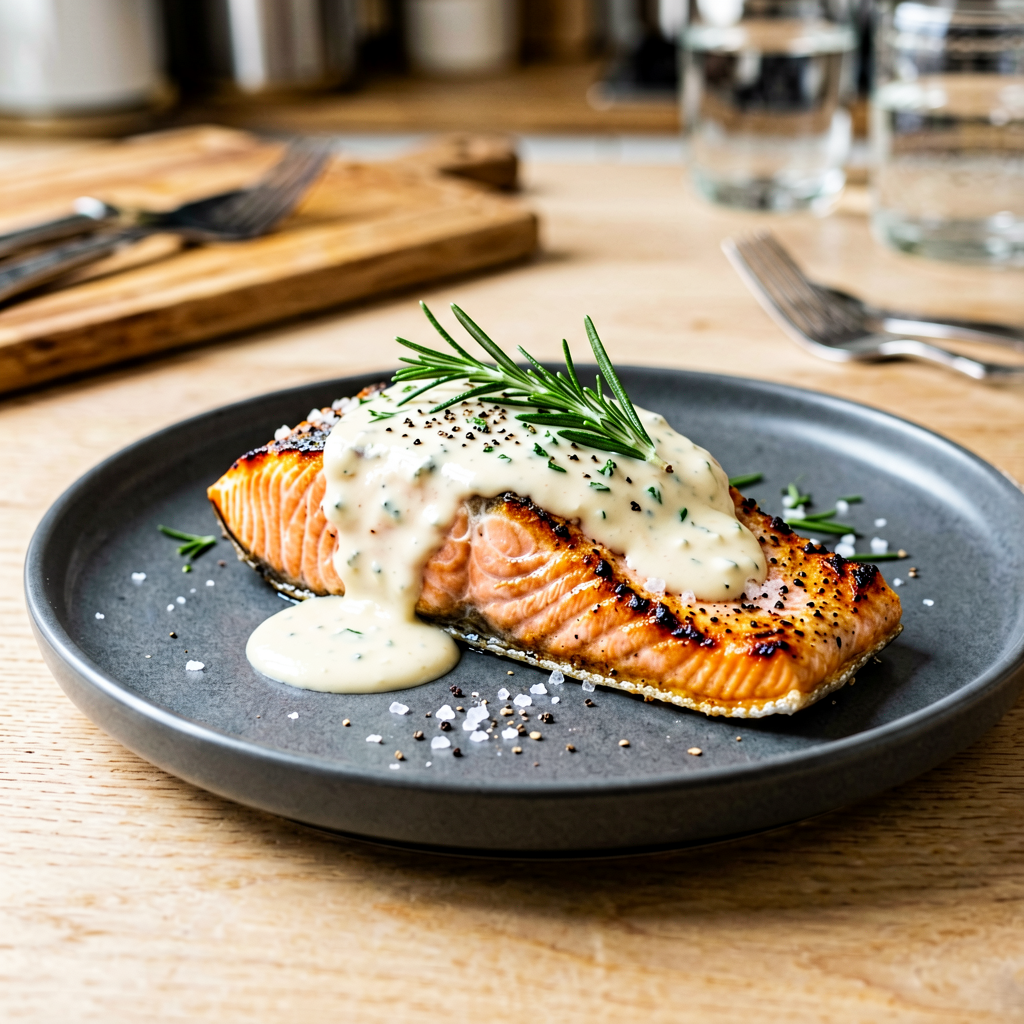 Air Fryer Salmon with Creamy and Rosemary