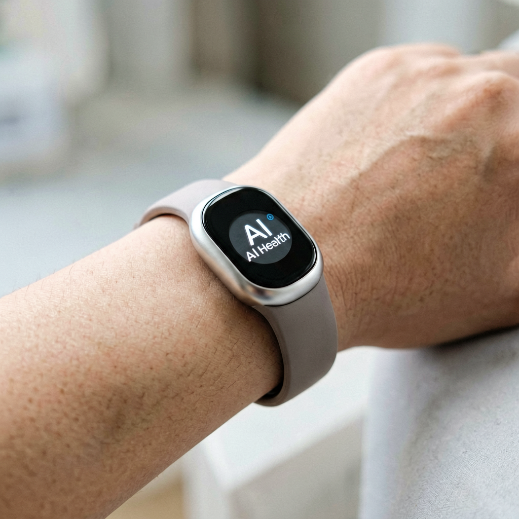 Close up detail shot of AI health rings in use, shallow depth of field, realistic product photography