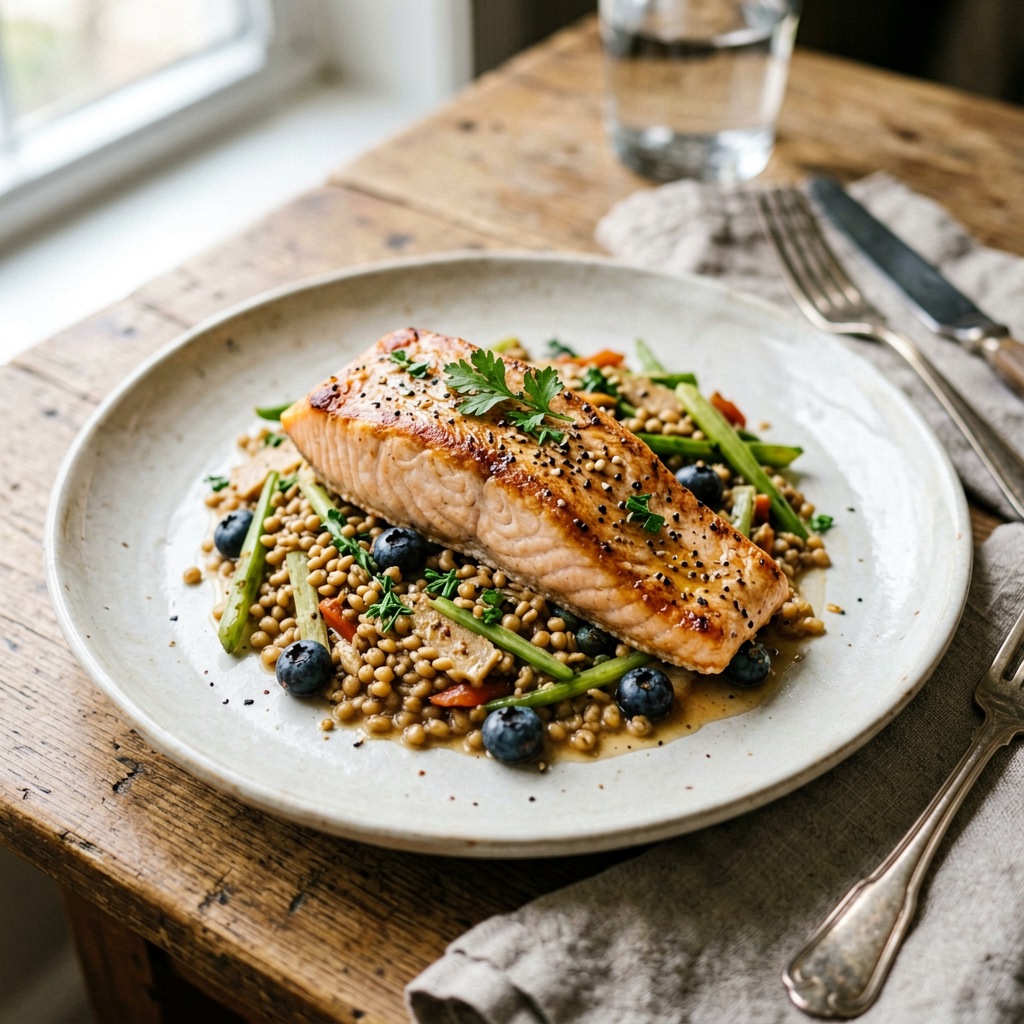 Salmon and Quinoa Stir Fry (French)