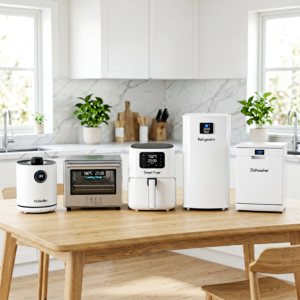 Clean lifestyle product shot of Top 5 Smart Kitchen Ecosystem, natural lighting, minimal background, professional review style photography